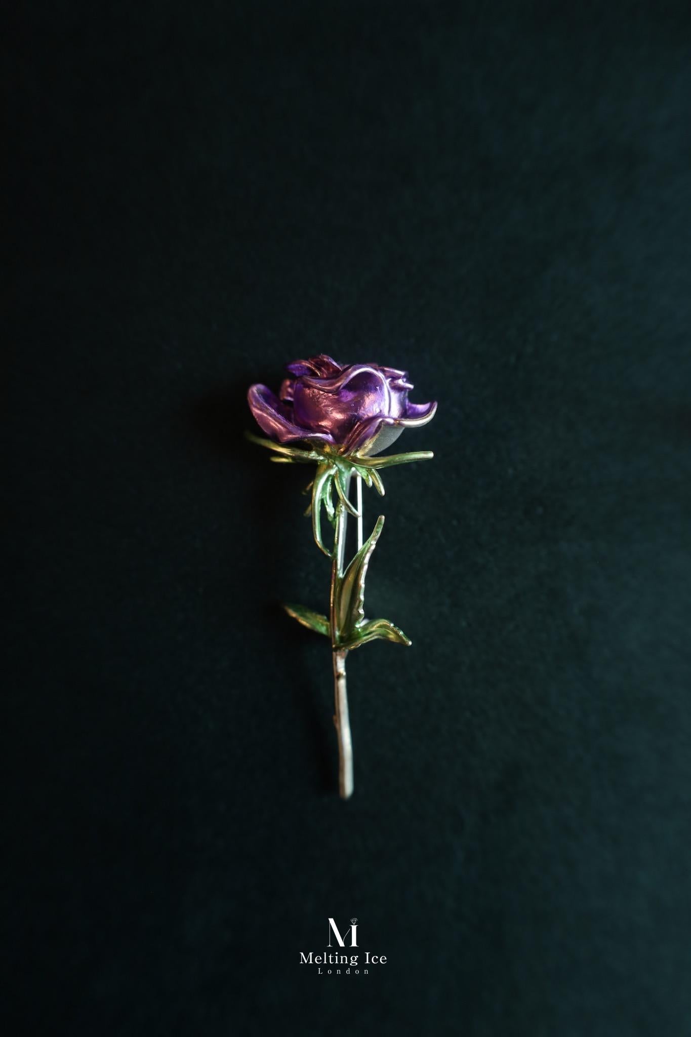 Amethyst Rosebud Brooch