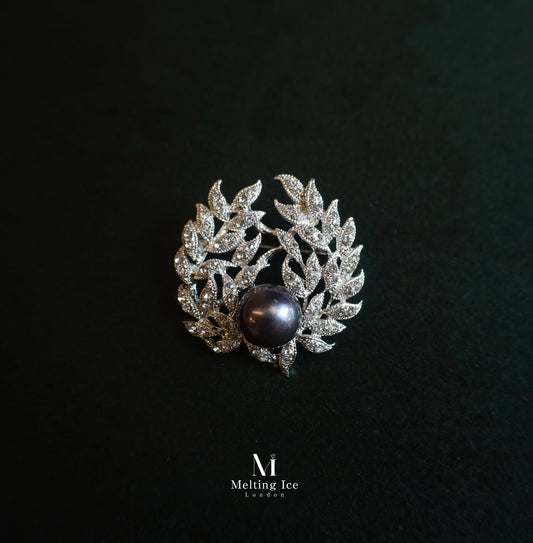 Pearl Laurel Brooch