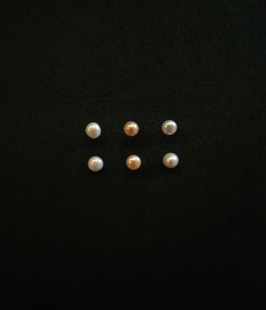 Small Freshwater Pearl Ear Studs (White, Orange, Purple)