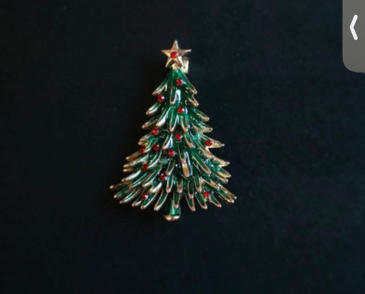 Elegant Vintage Christmas Tree Brooch