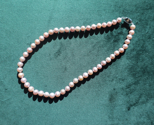 Aurora's Whisper Pink Freshwater Pearl Necklace 7-8mm