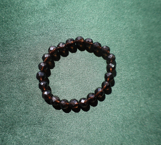 Faceted Midnight Smoky Quartz Bracelet (Small Beads)