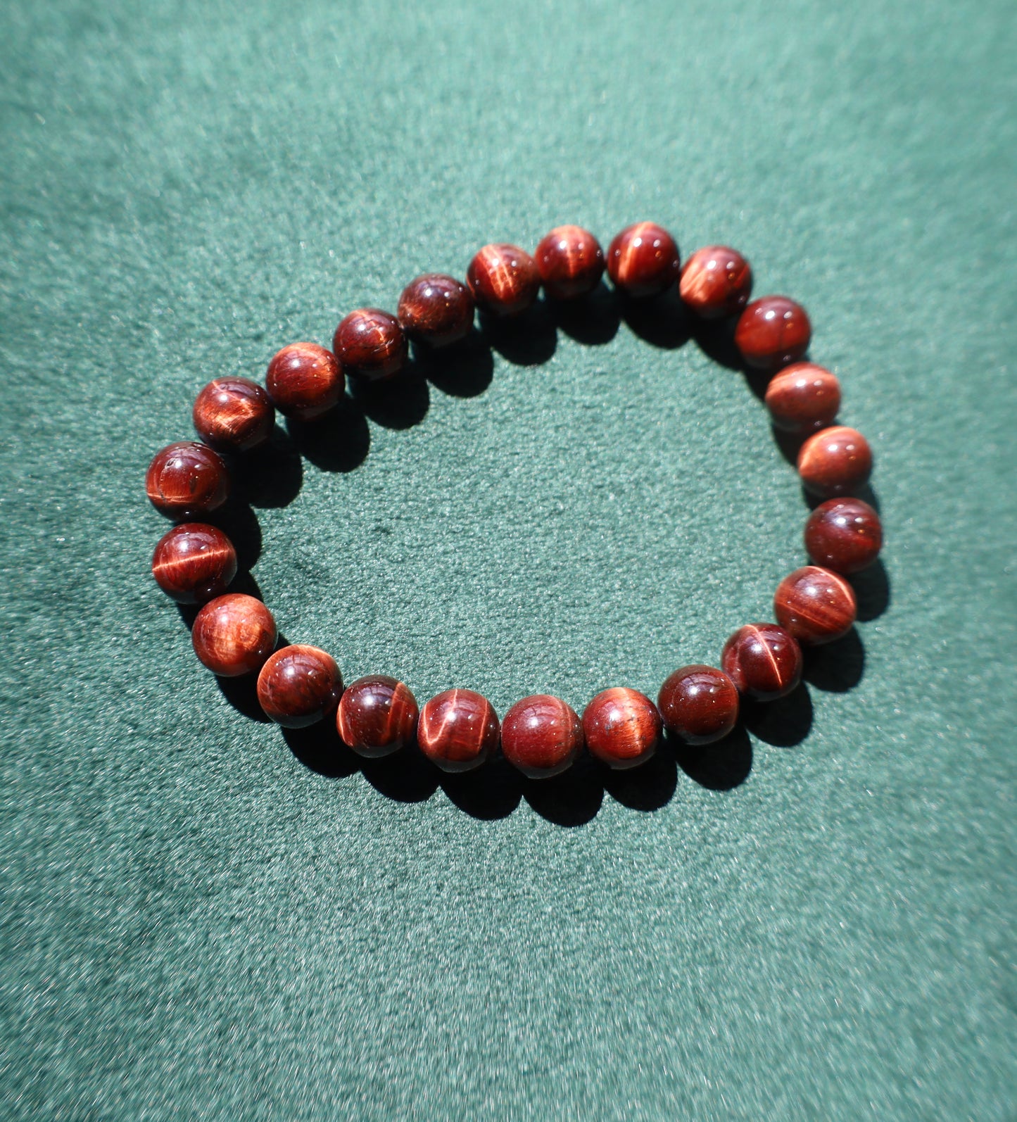 Crimson Spark Tiger’s Eye Bracelet (Small Beads)