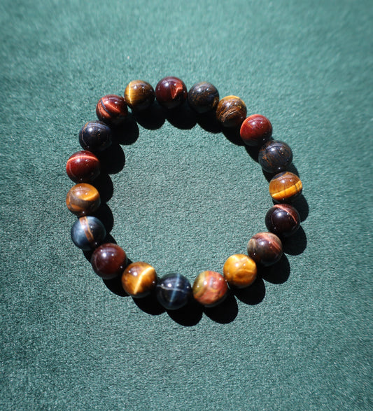 Crimson Flame Tiger's Eye Bracelet (Large Beads)