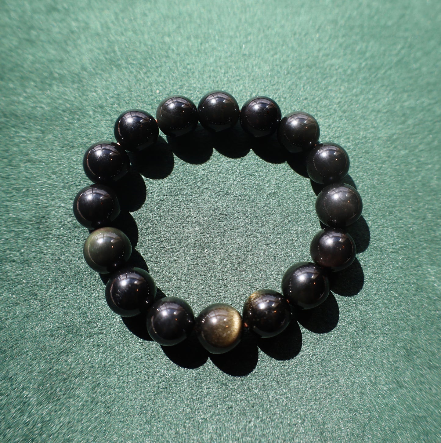 Golden Shield Obsidian Bracelet (Large Beads)