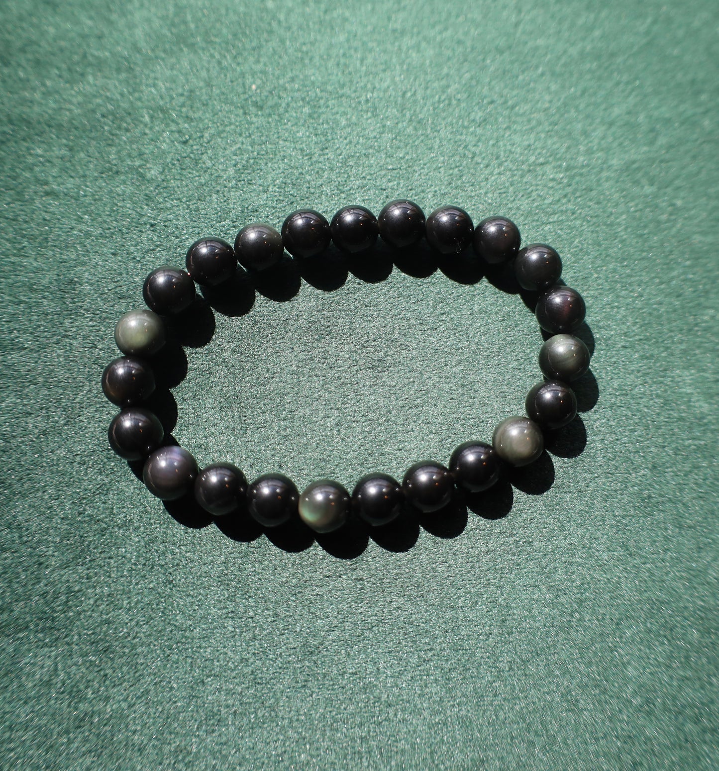 Midnight Shield Obsidian Bracelet (Small Beads)