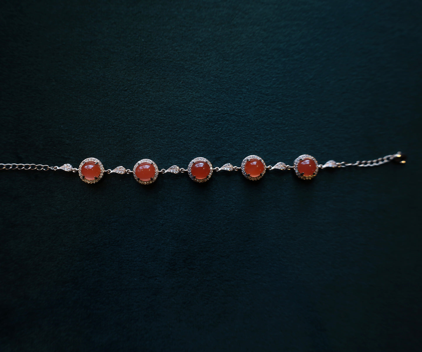 Rose Leaf Nanhong Agate Bracelet with Certificate