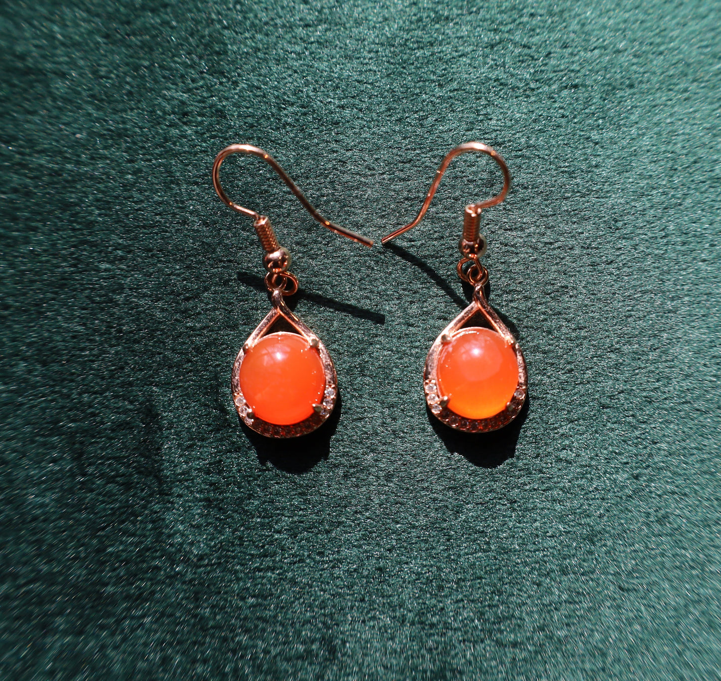 Warm Raindrop Nanhong Agate Earrings with Certificate