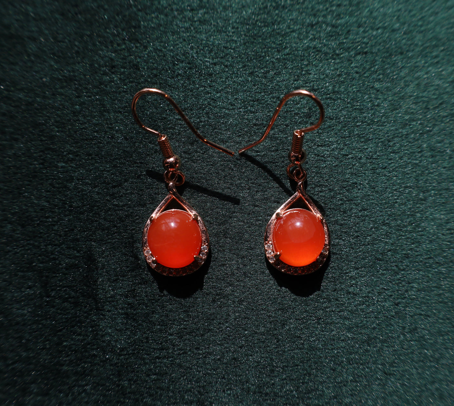 Warm Raindrop Nanhong Agate Earrings with Certificate