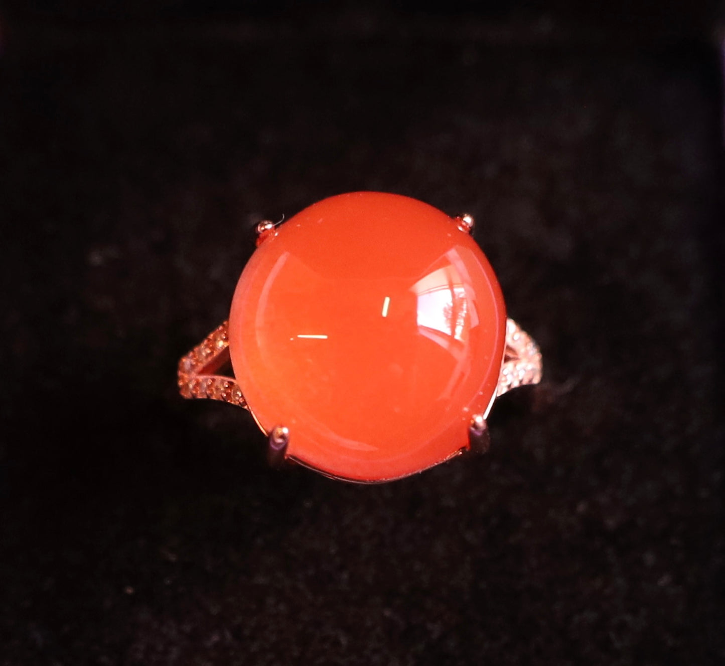 Sunset Glow Nanhong Agate Ring with Certificate