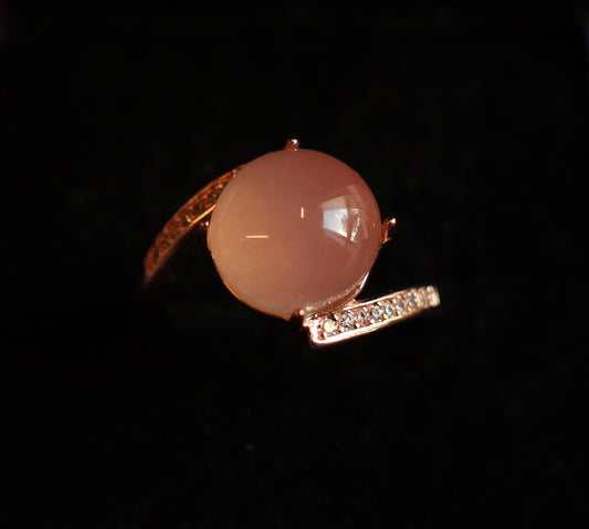 Blush Dew Nanhong Agate Adjustable Ring with Certificate