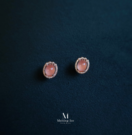 Radiant Rose Nanhong Agate Stud Earrings