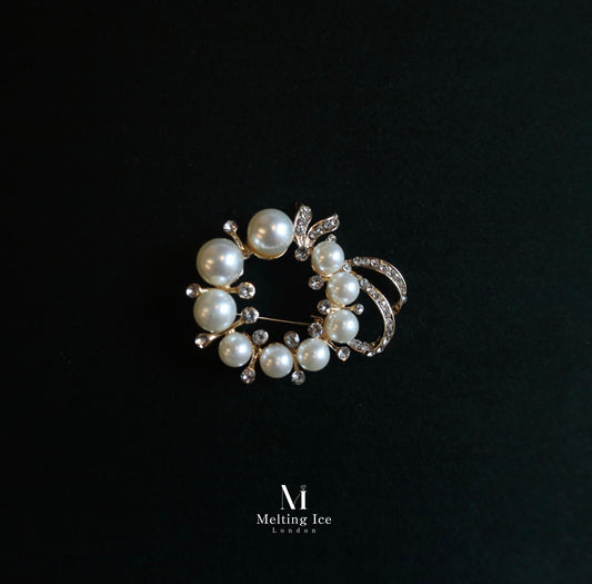 Vintage Pearl Wreath Brooch