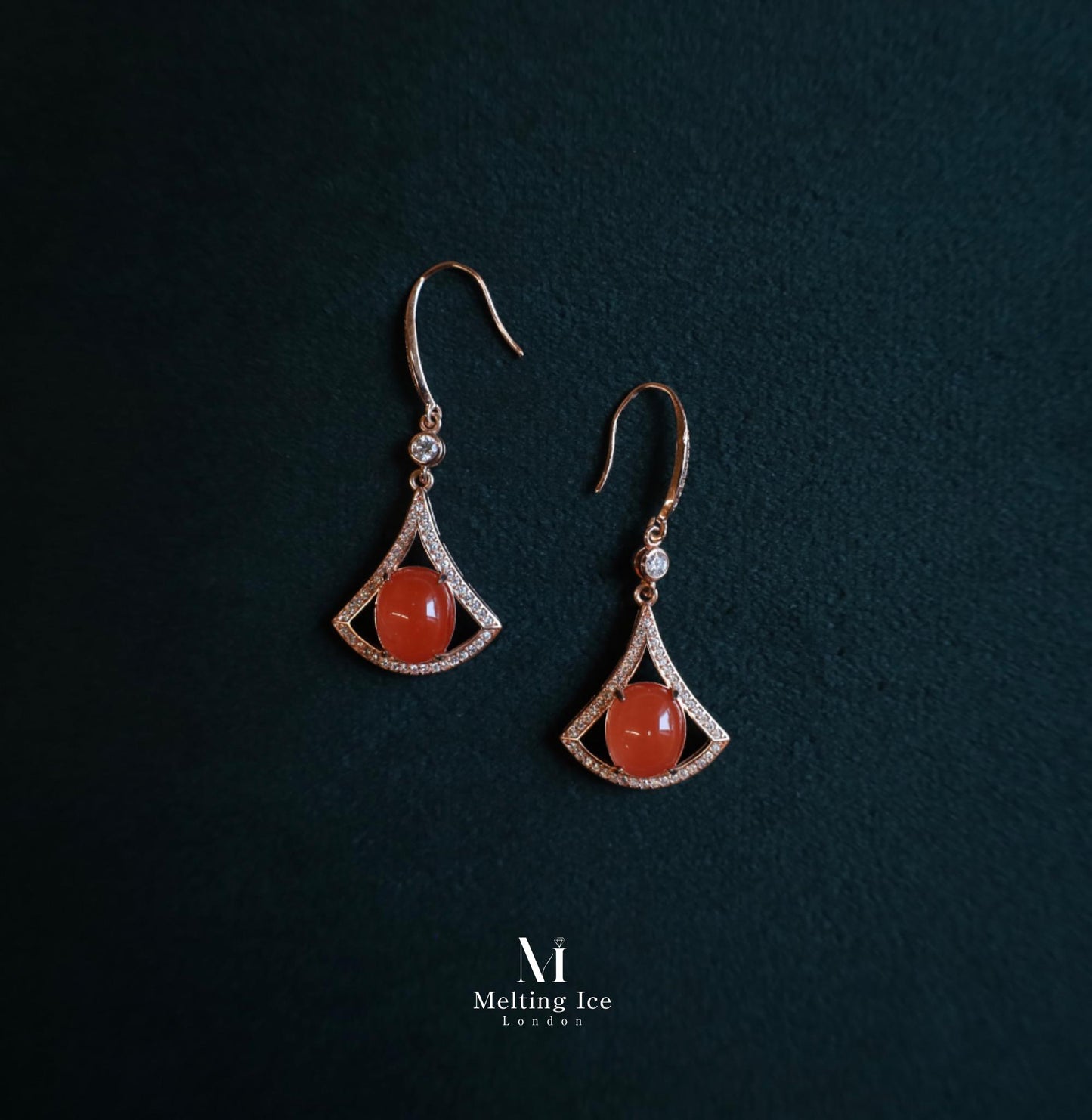 Eternal Flame Nanhong Agate Earrings with Identification Certificate