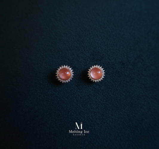 Cherry Blossom Nanhong Agate Stud Earrings